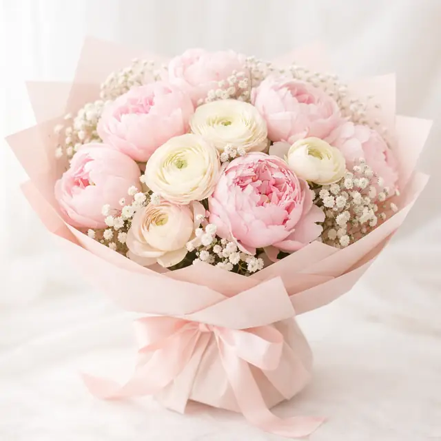 Bó hoa sinh nhật hồng mẫu đơn